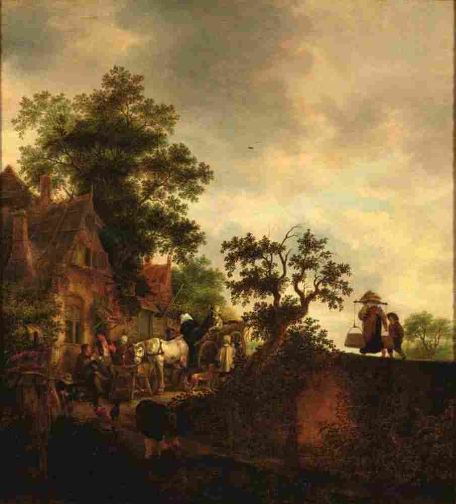 osi Travellers Halting at an Inn Art A4 Photo Print