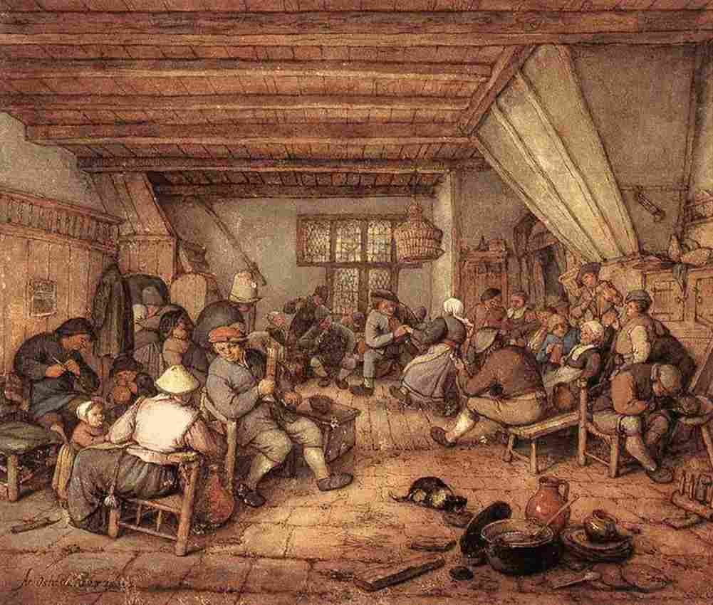 ost Feasting Peasants in Tavern Art A4 Photo Print