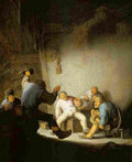 ost Peasants Drinking and Making Music in a Barn Interior Art A4 Photo Print