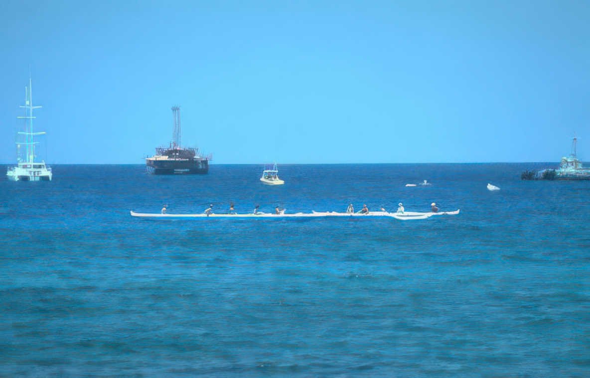 outrigger canoe race Vintage A4 Photo Print