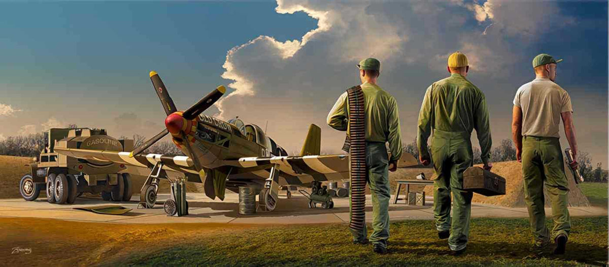 p51 mustang ground 2 Vintage world war A4 Photo Print