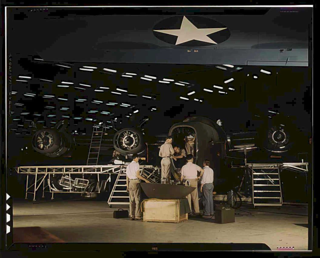 p51 mustang hangar 1 Vintage world war A4 Photo Print