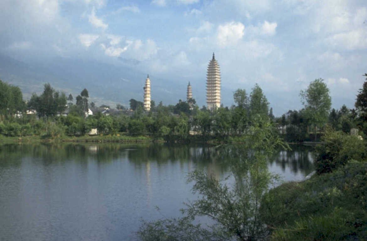 pagodas lake mountains 1980s 1990s A4 Photo Print
