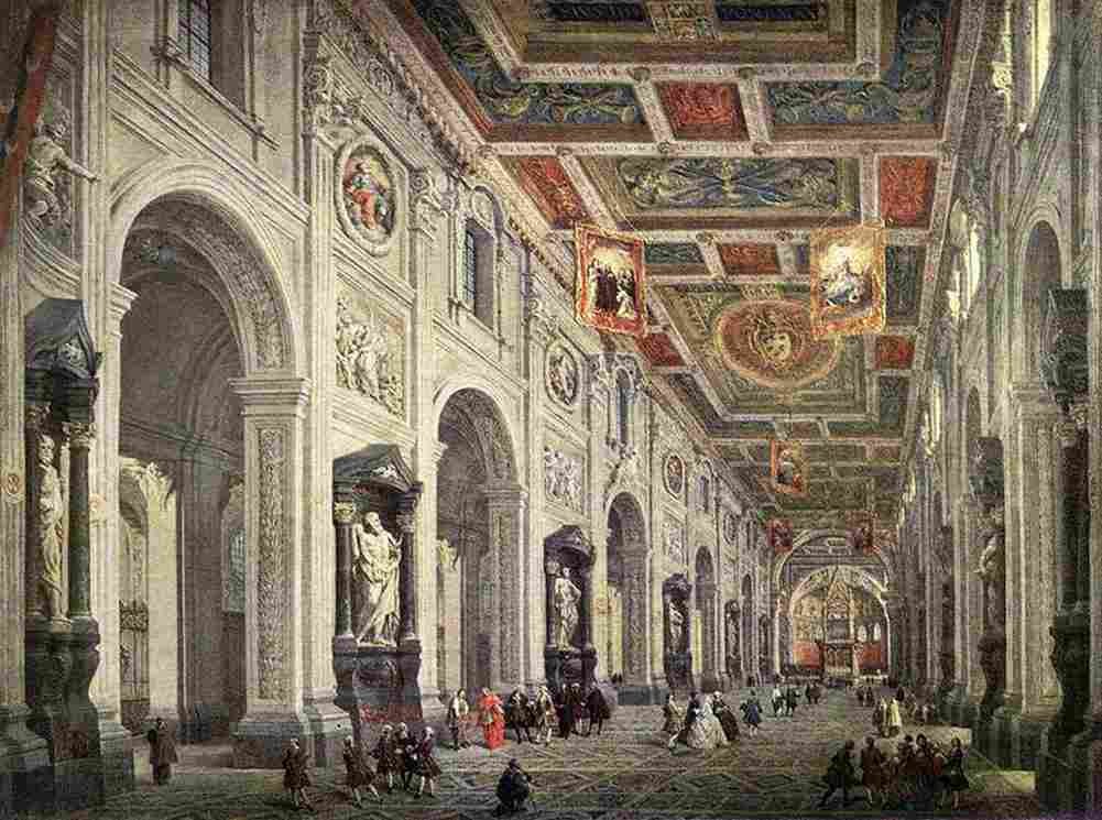 pan Interior of the San Giovanni in Laterano in Rome Art A4 Photo Print
