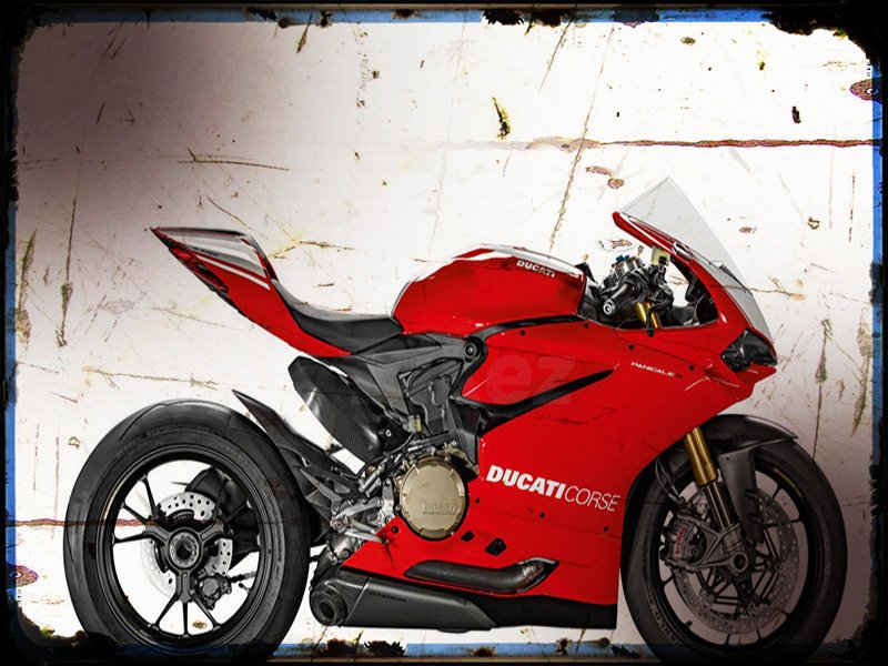 panigale r  A4 Photo Print Motorbike Vintage Aged