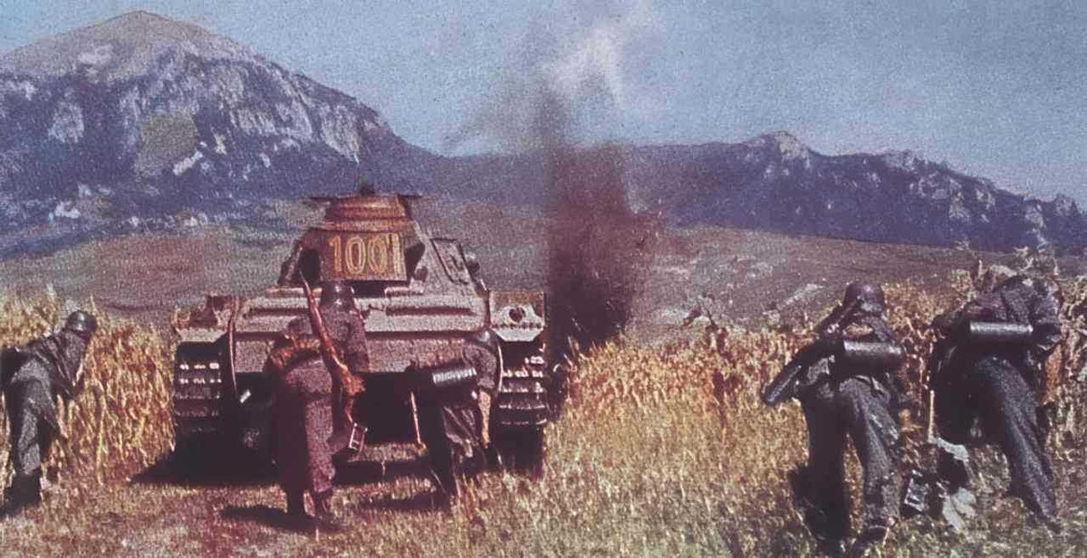 panzer division wheat Vintage world war A4 Photo Print