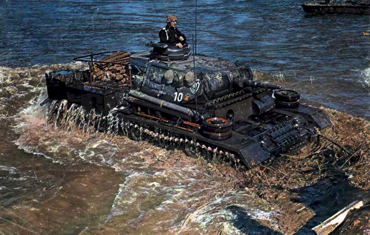 panzer iv crossing Vintage world war A4 Photo Print