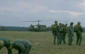 paratroopers landing huey Vintage A4 Photo Print