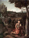 pat Rocky Landscape with Saint Jerome Art A4 Photo Print