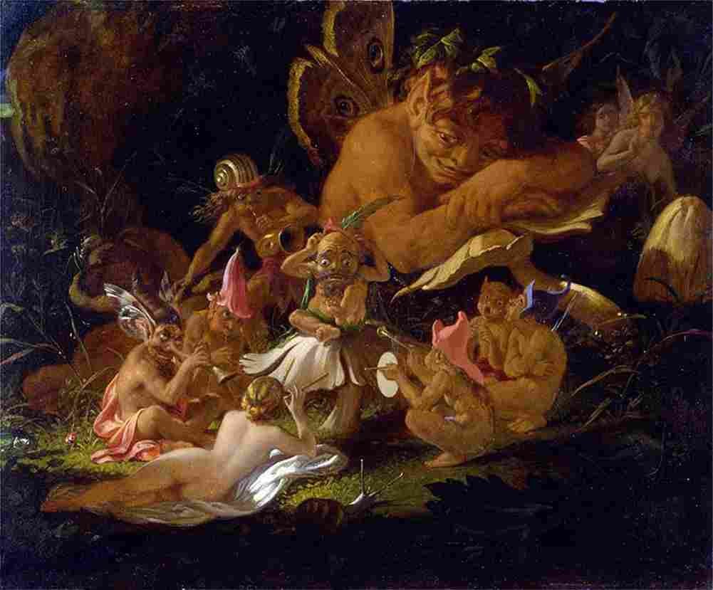 paton Puck and Fairies from A Midsummer Nights Dream Art A4 Photo Print