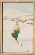 paysans et skieurs carlo pellegrini vers 1900 21 Advert A4 Photo Print