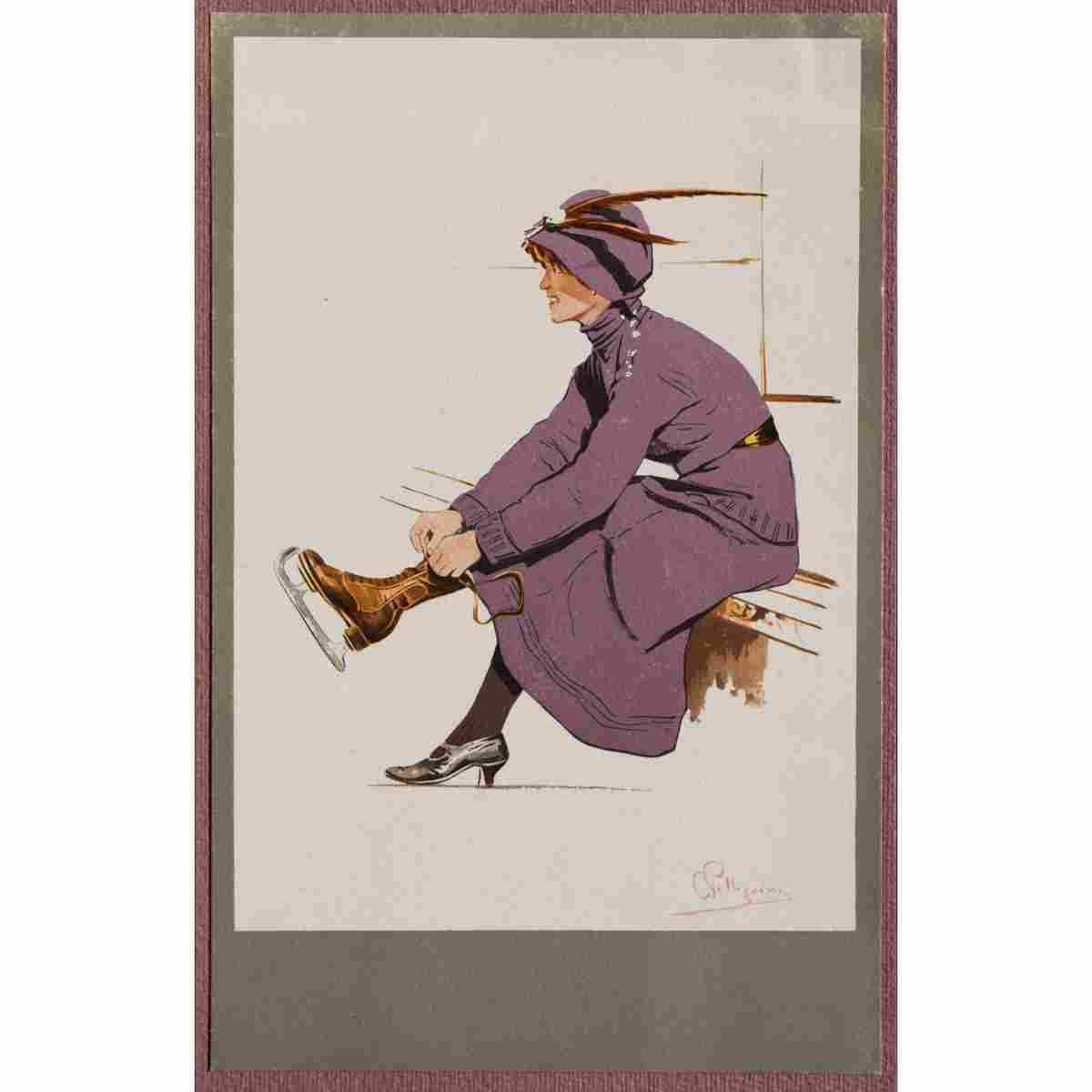 paysans et skieurs carlo pellegrini vers 1900 23 Advert A4 Photo Print