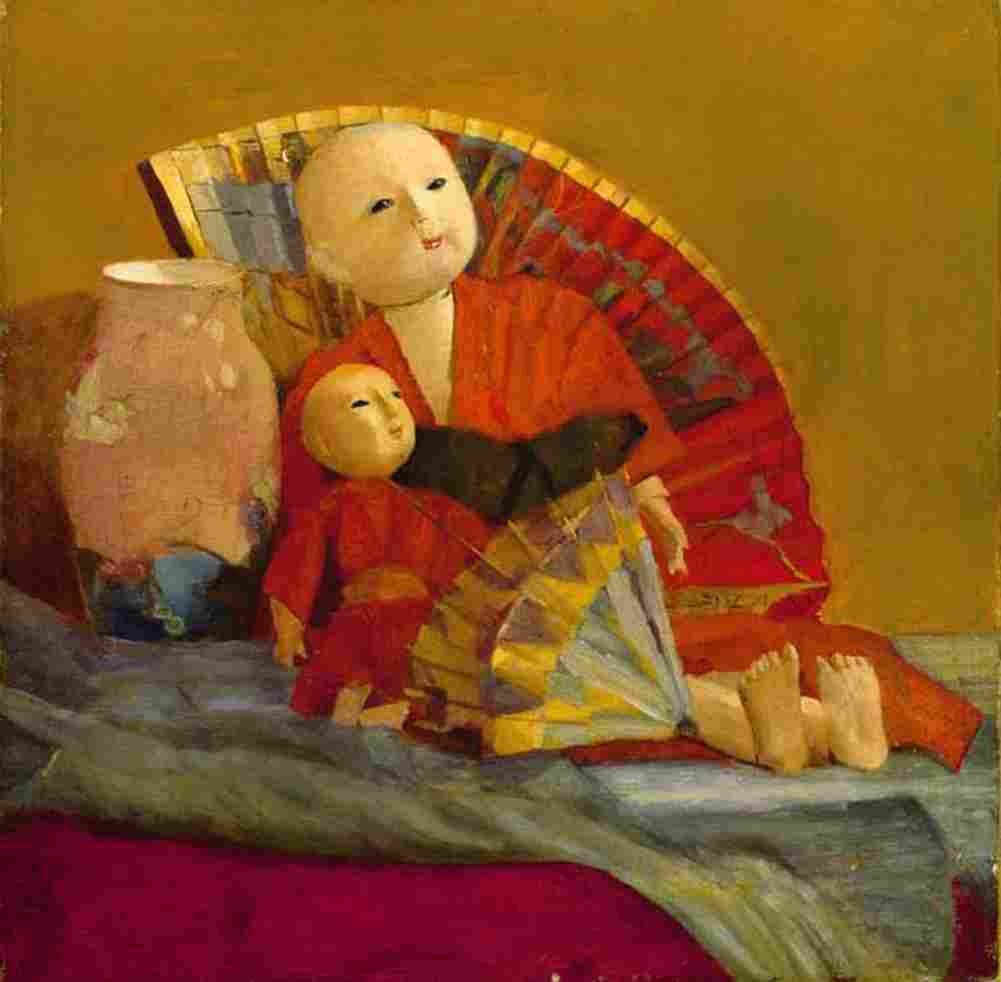peel Japanese Dolls and Fan Art A4 Photo Print