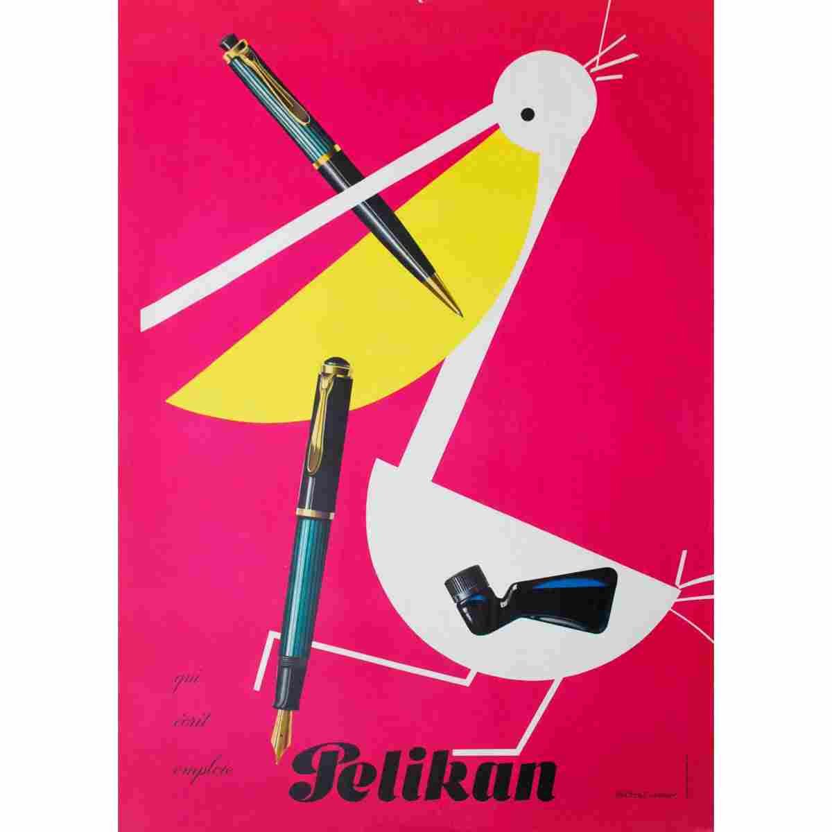 pelikan herbert leupin 1952 2 Advert A4 Photo Print