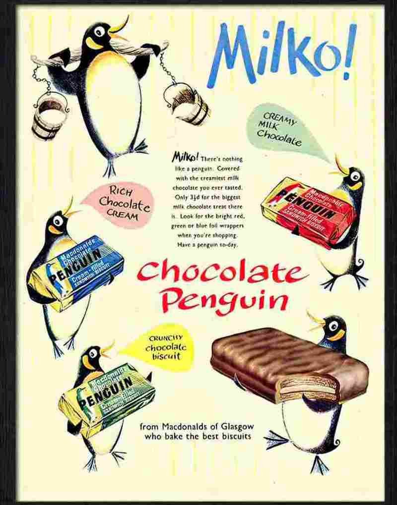penguin chocolate biscuits 1950s Advert A4 Photo Print