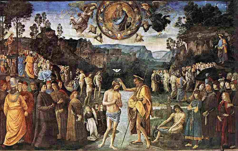 perugino baptism of christ sistine chapel Art A4 Photo Print