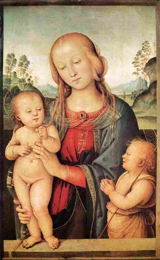 perugino madonna with child and the infant saint john Art A4 Photo Print