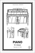 piano patent print white A4 Photo Print