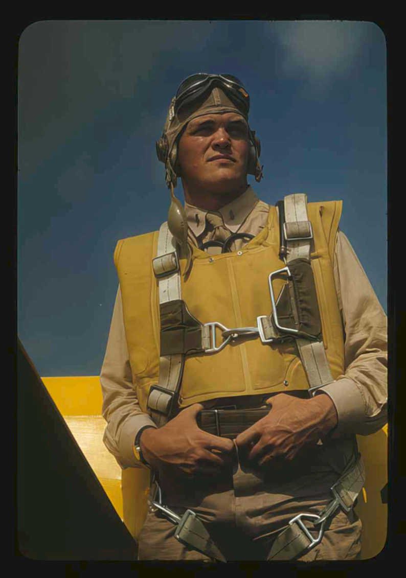pilot vest aircraft Vintage world war A4 Photo Print