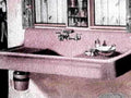 pink enamel sink1980s 1990s A4 Photo Print