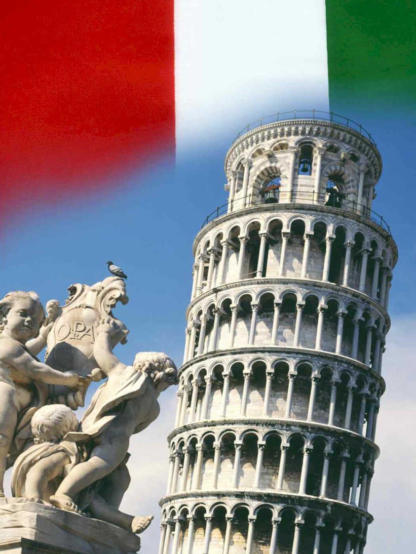 pisa tower flag Flags1980s A4 Photo Print