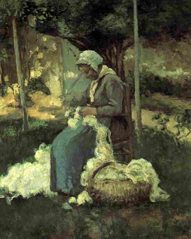 piss Female Peasant Carding Wool Art A4 Photo Print