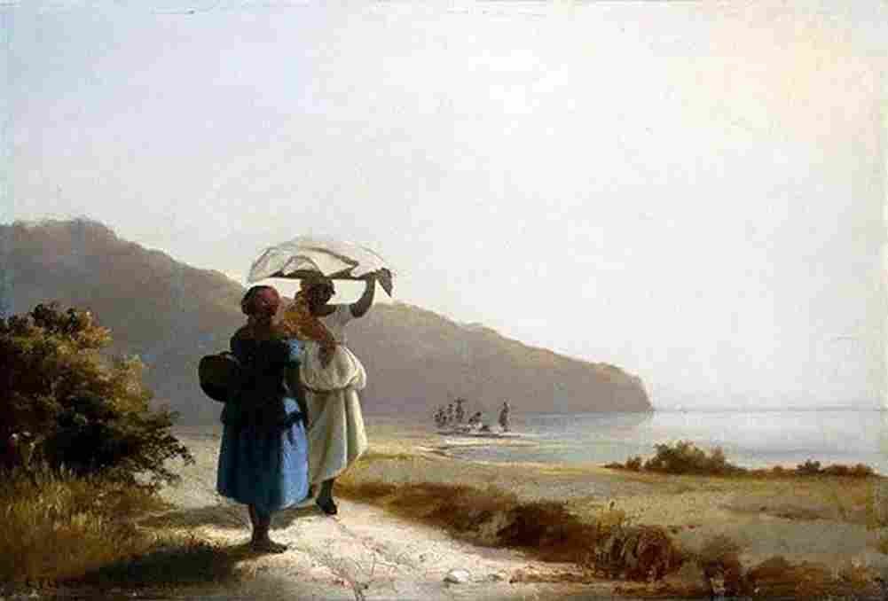 piss Two Women Chatting by the Sea Saint Thomas Art A4 Photo Print