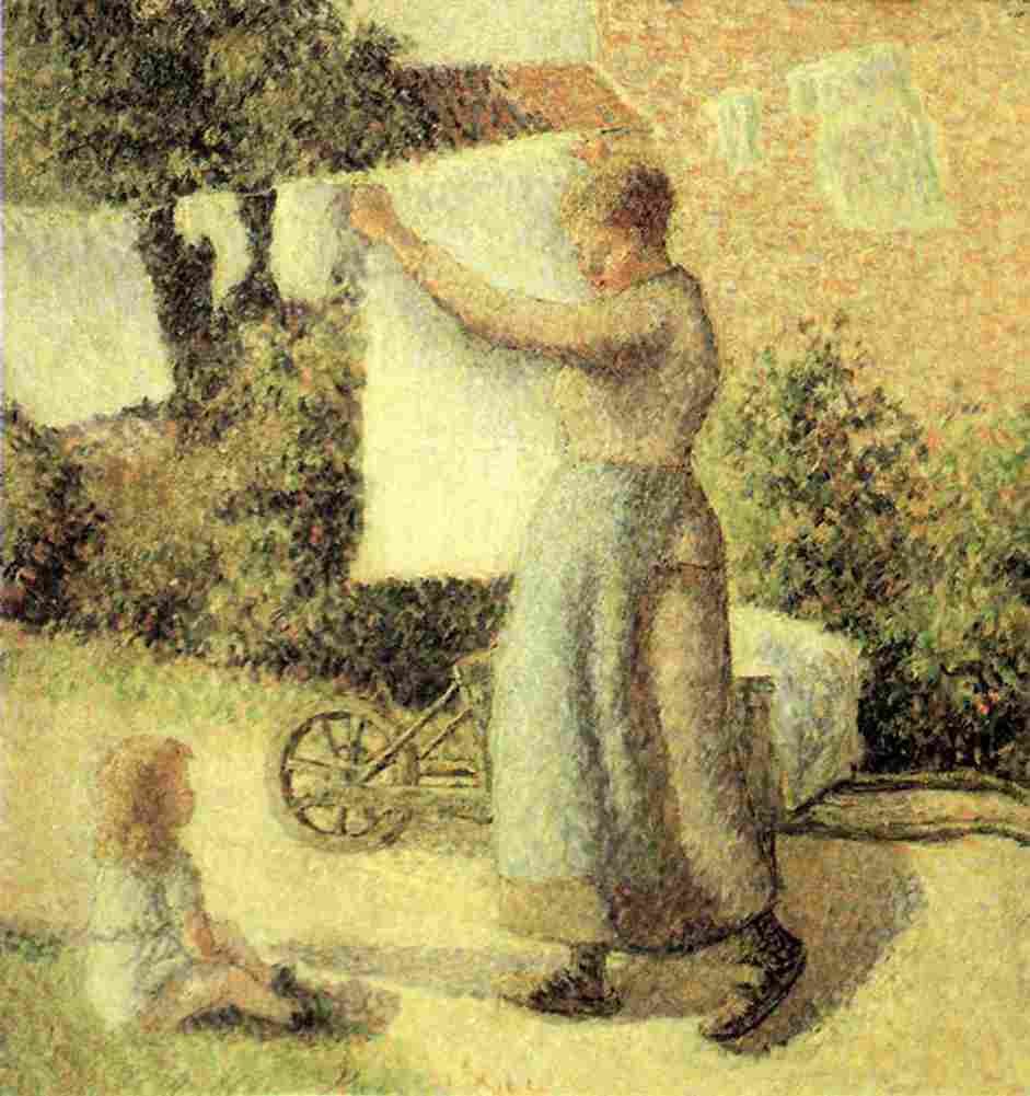 piss Woman Hanging up Washing Art A4 Photo Print