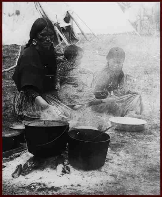 plains cooking fire Vintage world war A4 Photo Print