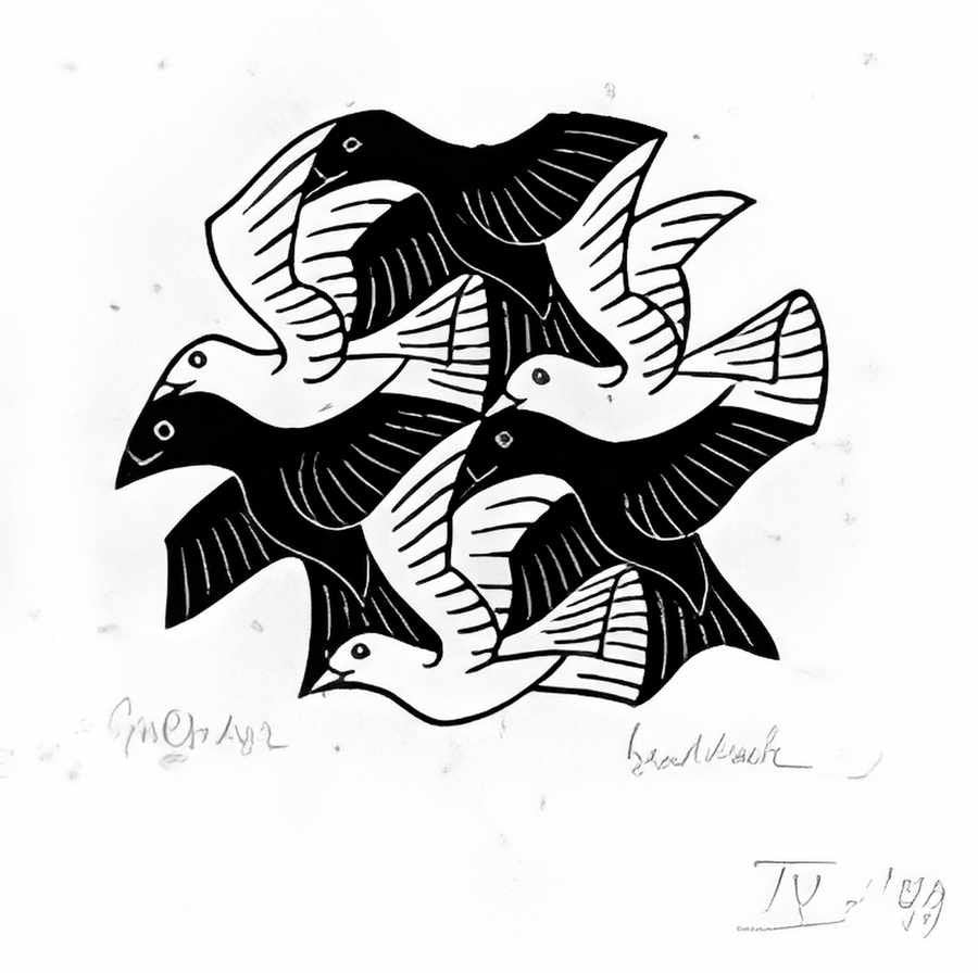 plane filling motif with birds mc escher 1949 A4 Photo Print