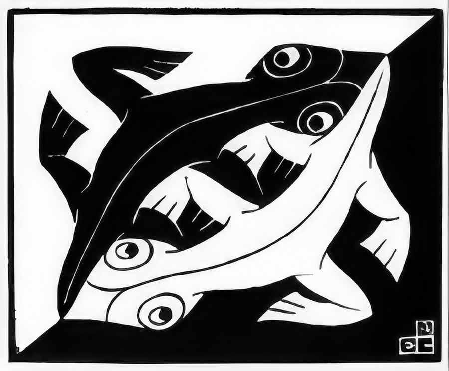 plane filling motif with reptiles mc escher 1940 A4 Photo Print