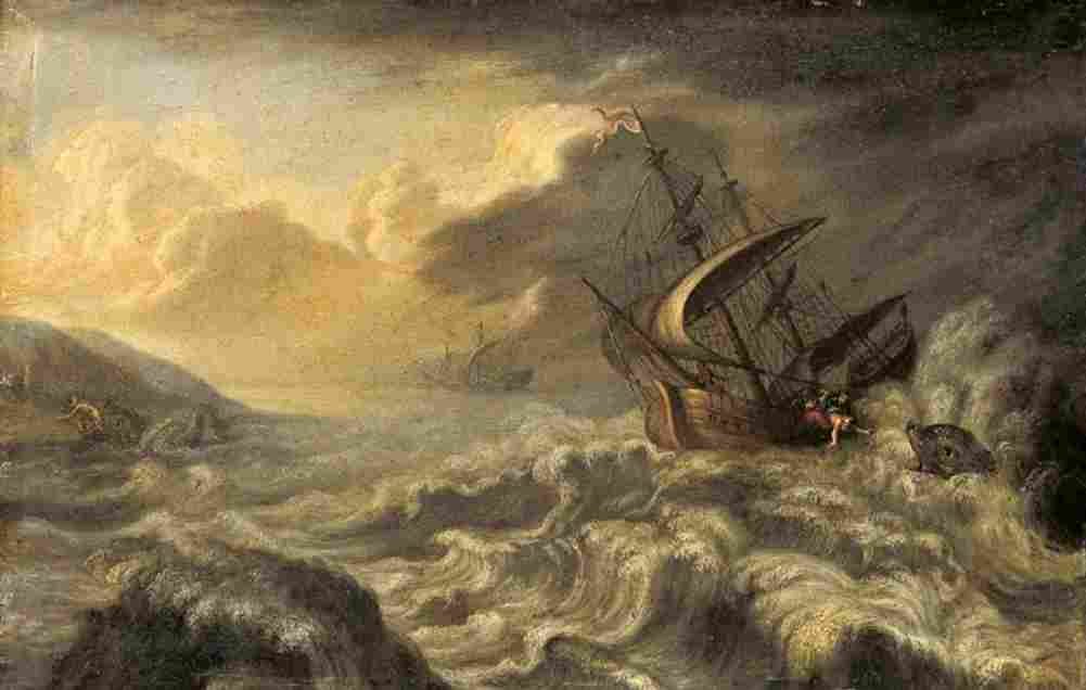 plattenberg ships in a storm near the coast Art A4 Photo Print