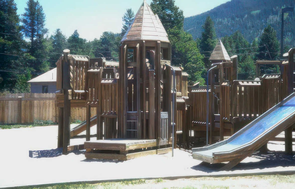 play structure mountains Vintage A4 Photo Print