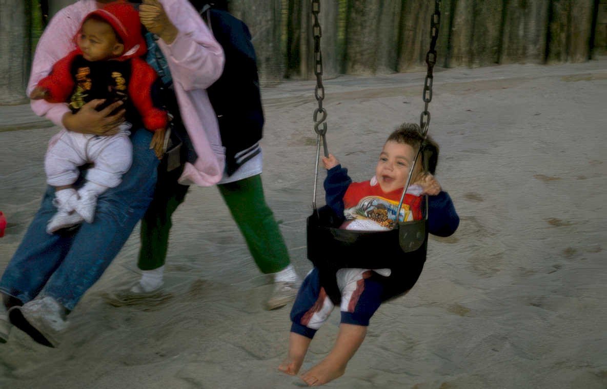 playground swing set 2 Vintage A4 Photo Print