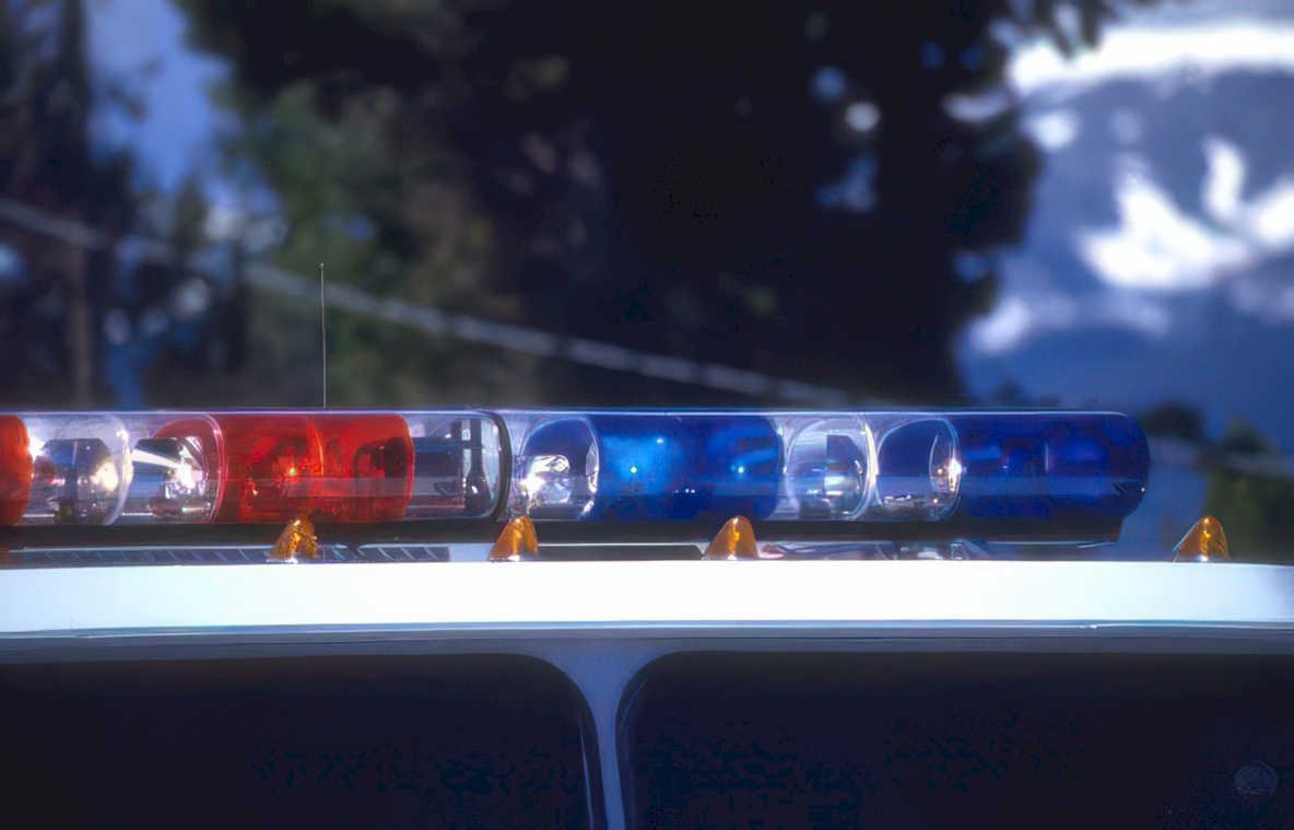 police lights night Vintage A4 Photo Print