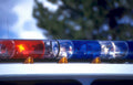 police lights redblue Vintage A4 Photo Print