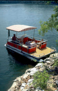 pontoon boat aquamarine Vintage A4 Photo Print