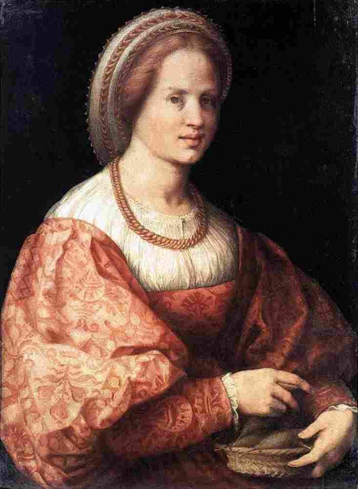 pontormo jacopo da lady with a basket of spindles Art A4 Photo Print