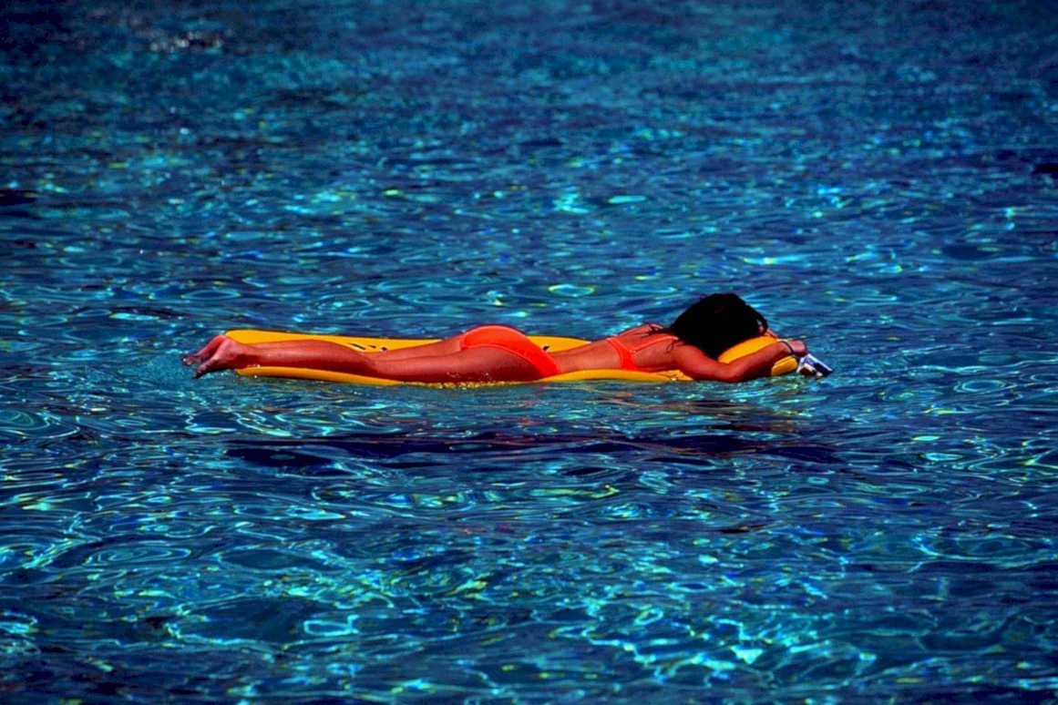 poolside relaxation raft1980s 1990s A4 Photo Print