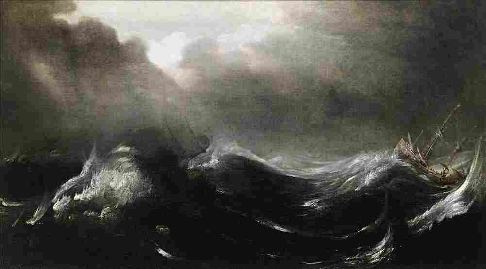 porcellis shipping in stormy seas Art A4 Photo Print