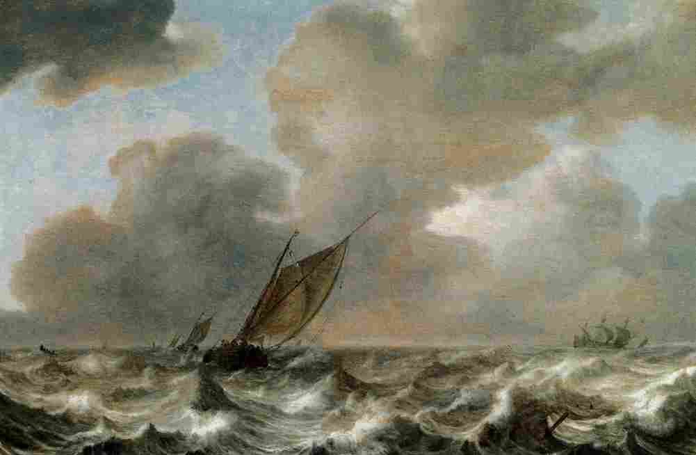 porcellis vessels in a strong wind Art A4 Photo Print
