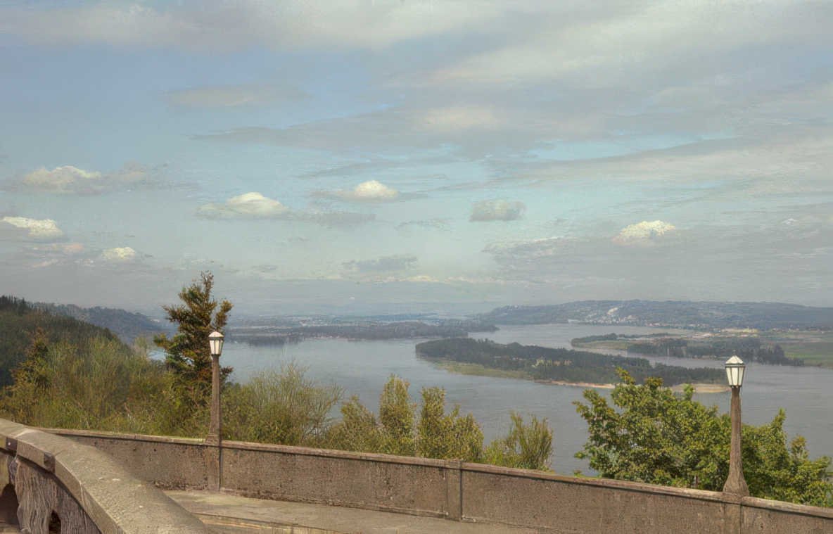 portland skyline balcony Vintage A4 Photo Print