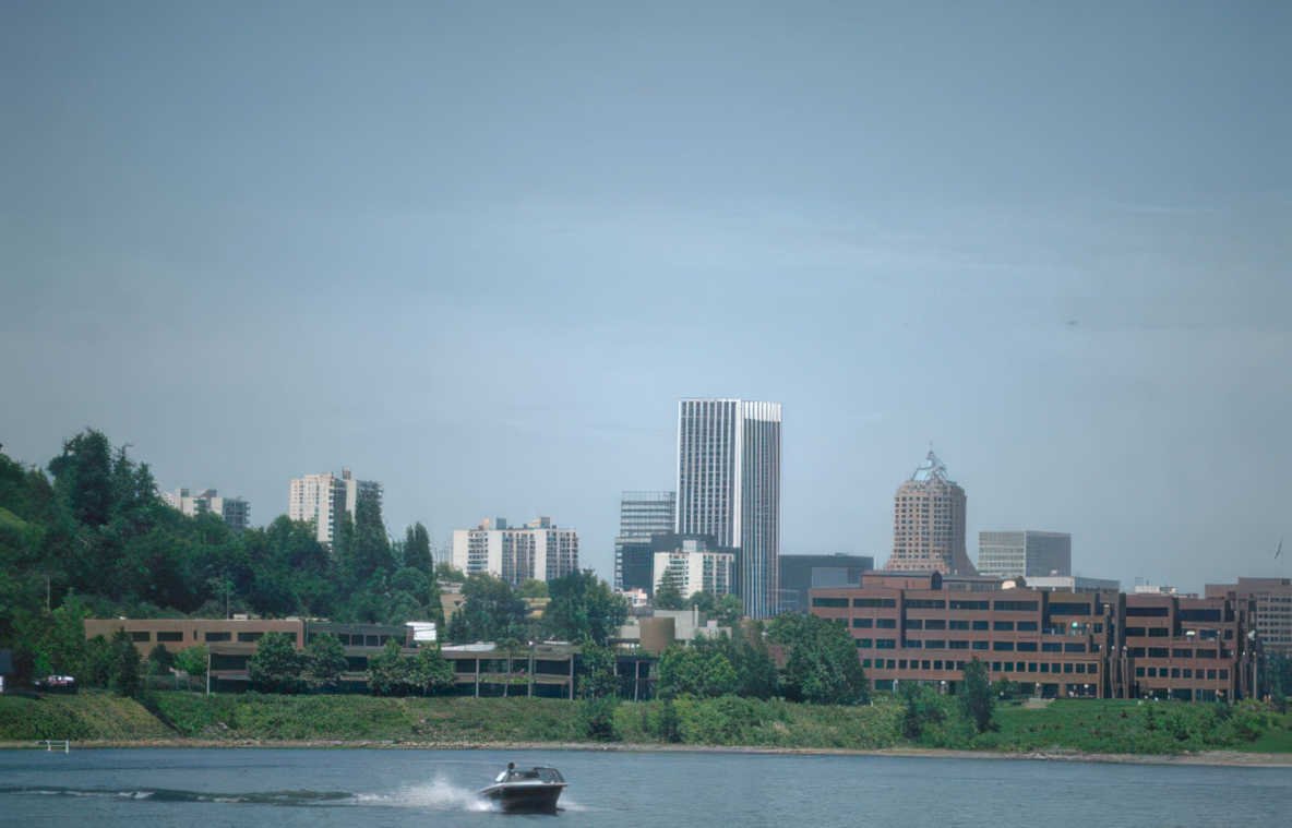 portland skyline waterfront Vintage A4 Photo Print