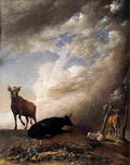 pot Cattle and Sheep in a Stormy Landscape Art A4 Photo Print