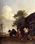 pot Figures with Horses by a Stable Art A4 Photo Print