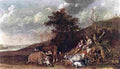 pot Landscape with Shepherdess and Shepherd Playing Flute Art A4 Photo Print