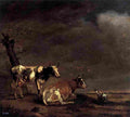 pot Landscape with Two Cows and a Goat Art A4 Photo Print