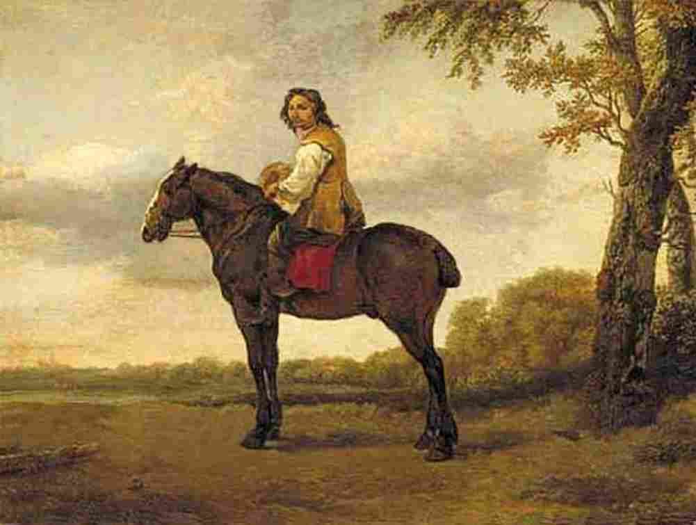 pot Rider on a brown horse Art A4 Photo Print