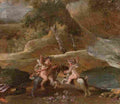 poussin two puttii fighting mounted on goats Art A4 Photo Print