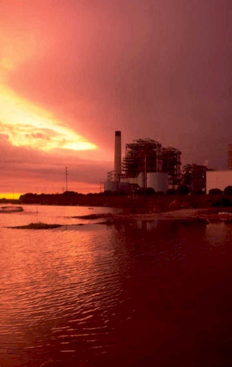 powerplant sunset 1980s 1990s A4 Photo Print